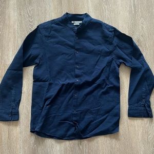 Zara Monk Neck Button-Down Shirt - Regular Fit